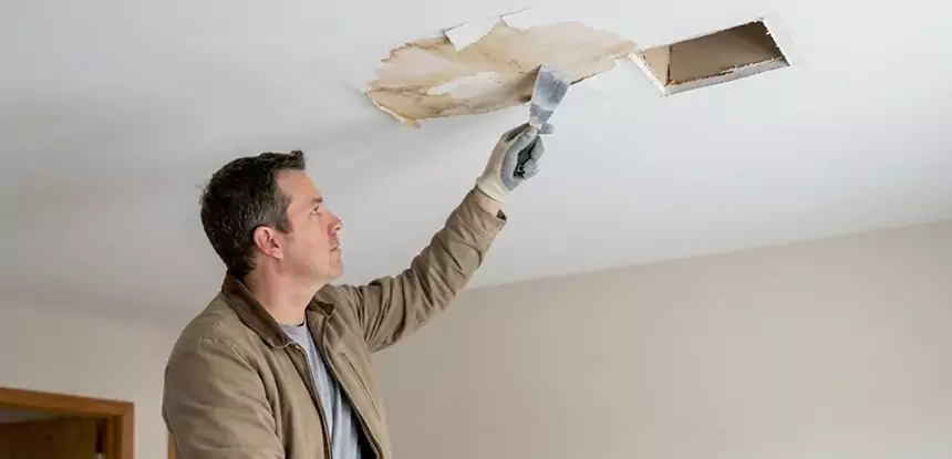 Ceiling Water Stain and Drywall Repair in Oakman